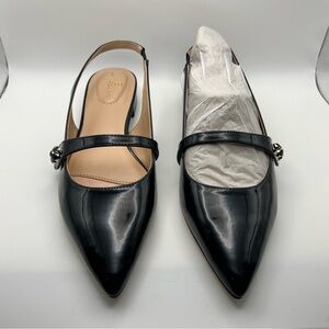 Bandolino Dark Navy Patent Leather Slingback Flats